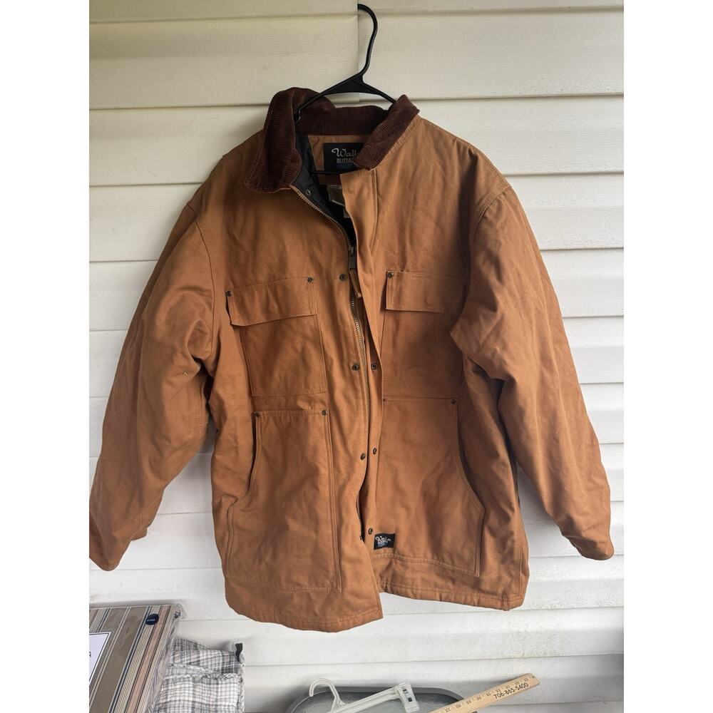 Walls Ranch Wear Chore Jacket XXL Brown Canvas Barn Workwear Corduroy Collar 2X